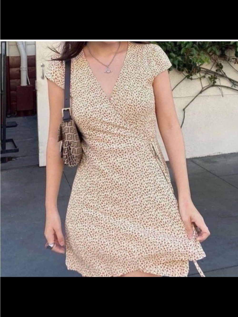 Brandy Melville Cream Floral Wrap Mini Dress